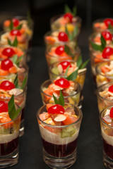 Sweet desserts in the glass