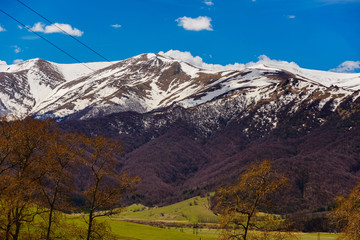 Amazing spring landscape with snowy mountains, Armenia