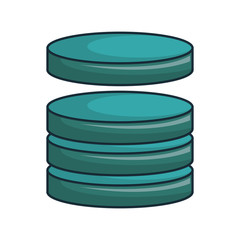 Hosting and cloud computing data base, isolated flat icon vector illustration.