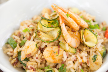 Risotto integrale con gamberi e zucchine, Mediterranean Cuisine