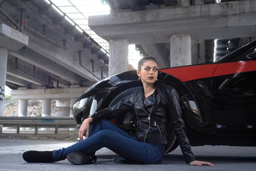 Fototapeta premium sexy woman driving a car