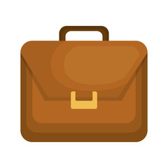 Leather business briefcase in brown color, vector illustration graphic.