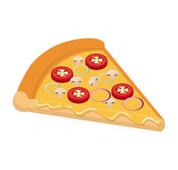 Delicious fast food italian pizza isolated flat icon, vector illustration graphic design.
