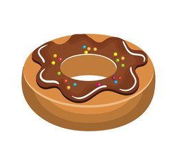 Delicious fast food donut isolated flat icon, vector illustration graphic design.