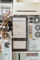 dirty old computers, cd-rom, printer for electronic recycling