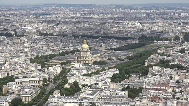 Aerial View Les Invalides In Paris, France. Hotel des Invalides is a complex of buildings containing museums and monuments, all relating to the military history of France.