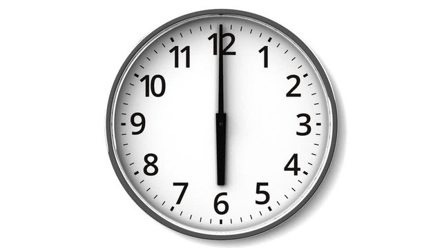 Reverse Rotation Clock On White Wall.
Loop able 3DCG render Animation.
