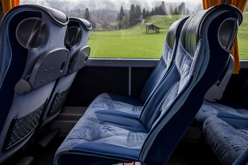 Comfortable seats in a bus