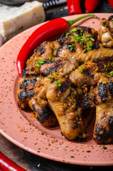 Grilled chicken wings with chili