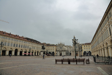 Fototapeta premium The unusual architecture of the Italian city of Torino a cloudy day