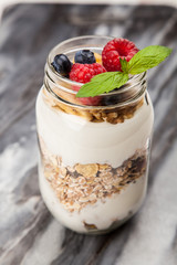 Muesli with berries dessert