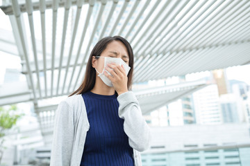 Woman wearing face mask at outdoor