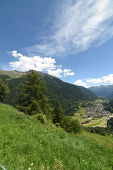 Fototapeta na wymiar montagna montagne cartolina montagna paesaggio verde estate azzurro cielo fiori