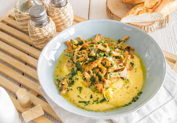 Tasty polenta with mushrooms