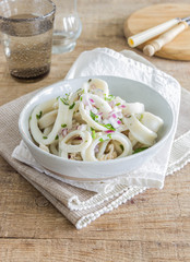 Salad squid with green onions
