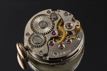Old clockwork with gears.