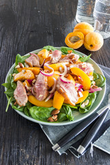Salad with ham,apricots and Basil