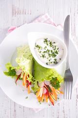 vegetable salad and dip