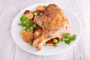 grilled duck leg and vegetable