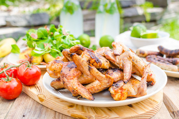 Delicious barbecue with lemonade