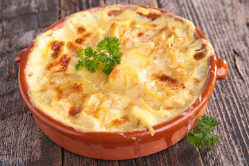 potato gratin with cheese and cream