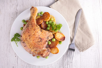 grilled duck leg and vegetable