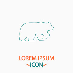 Bear Flat thin line icon on white background. Vector pictogram