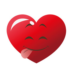 flat design cute tongue out heart cartoon icon vector illustration