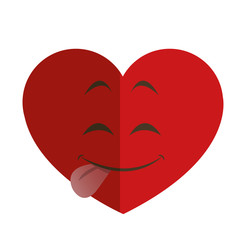 flat design cute tongue out heart cartoon icon vector illustration