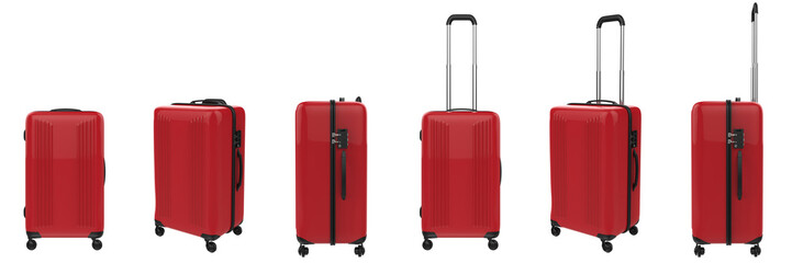 red luggages on white background
