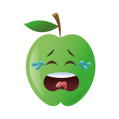 flat design crying apple cartoon icon vector illustration