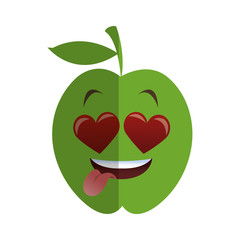 flat design heart eyes apple cartoon icon vector illustration