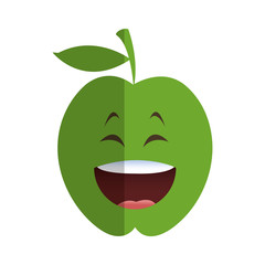 flat design laughing apple cartoon icon vector illustration