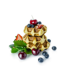 Homemade waffles  and berries