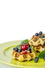 Homemade waffles  and berries