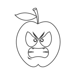 flat design angry apple cartoon icon vector illustration