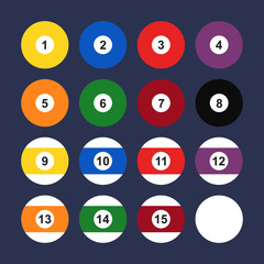 Flat icon billiard balls. Pool balls. Vector illustration.