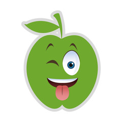 flat design wink tongue out apple cartoon icon vector illustration