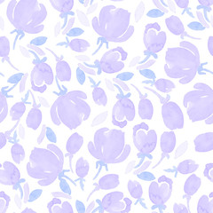 cute watercolor flowers seamless textile pattern. vector illustration