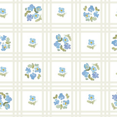 english floral pattern with cross stripes. vector floral vintage wallpaper