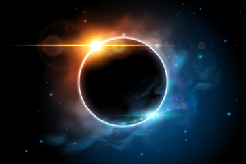 Fototapeta premium Space with planet illustration