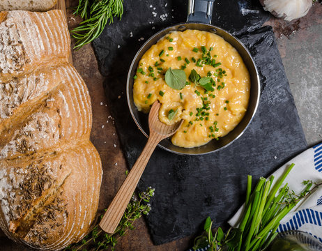 Scrambled Eggs In A Frying Pan