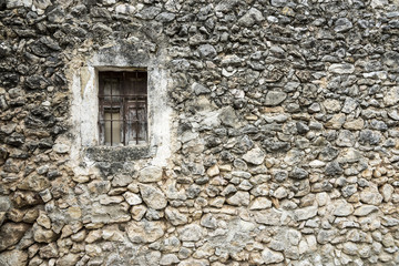 Hauswand, Gitter, Fenster, alt