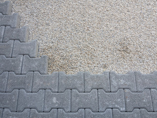concrete permeable flooring assembled on a substrate of sand
