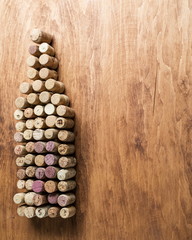 Fototapeta na wymiar Wine corks in the shape of wine bottle.