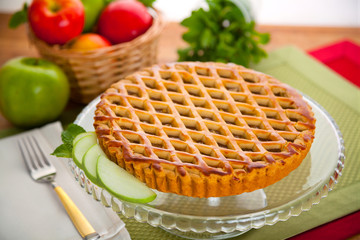 Apple pie tart dessert treat complete whole entire lattice crust