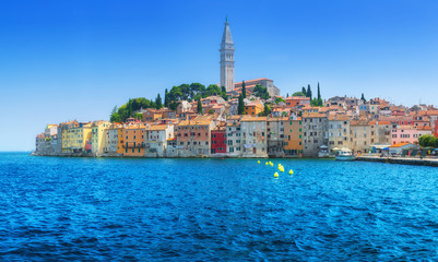 Wonderful romantic old town at Adriatic sea. Harbour in magical