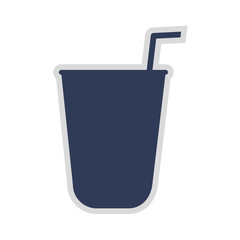 flat design disposable cup with straw icon vector illustration