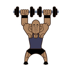 Bodybuilding concept represented by weight lifting and cartoon man icon. Isolated and flat illustration 