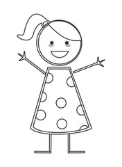 flat design happy girl icon vector illustration stick figure